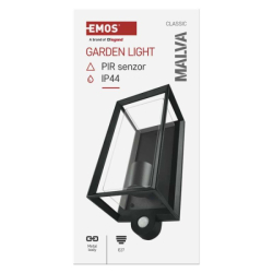 LED zahradní nástěnné svítidlo s čidlem soumraku MALVA, 13 × 12 × 28 cm, 1 × E27, 15 W