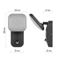 LED zahradní nástěnné svítidlo s čidlem soumraku NIKA, 12 × 12 × 20 cm, 12,8 W, teplá bílá