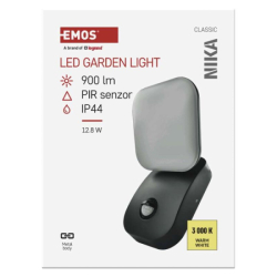LED zahradní nástěnné svítidlo s čidlem soumraku NIKA, 12 × 12 × 20 cm, 12,8 W, teplá bílá