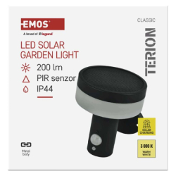 LED zahradní solární nástěnné svítidlo s čidlem soumraku, TERION, 12,5 × 14,7 × 14,2 cm