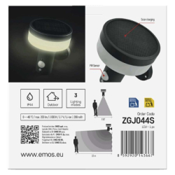 LED zahradní solární nástěnné svítidlo s čidlem soumraku, TERION, 12,5 × 14,7 × 14,2 cm