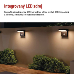 LED zahradní solární nástěnné svítidlo s čidlem soumraku, VEREA, 10,7 × 15,4 × 13 cm