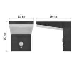 LED zahradní solární nástěnné svítidlo s čidlem soumraku, VEREA, 10,7 × 15,4 × 13 cm