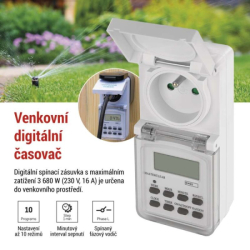 Časovač – digitální spínací zásuvka venkovní IP44