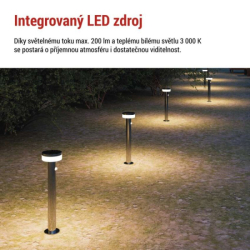 LED zahradní solární sloupkové svítidlo s čidlem soumraku, TERION, 12,5 × 12,5 × 50 cm