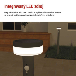 LED zahradní solární sloupkové svítidlo s čidlem soumraku, TERION, 12,5 × 12,5 × 80 cm