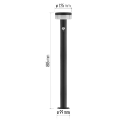 LED zahradní solární sloupkové svítidlo s čidlem soumraku, TERION, 12,5 × 12,5 × 80 cm