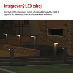 LED zahradní solární sloupkové svítidlo s čidlem soumraku, VEREA, 10,7 × 15,4 × 50 cm