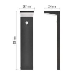 LED zahradní solární sloupkové svítidlo s čidlem soumraku, VEREA, 10,7 × 15,4 × 50 cm