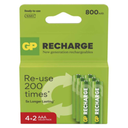 Nabíjecí baterie GP Recharge 800 AAA (HR03) 6 ks, 6 ks