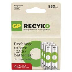 Nabíjecí baterie GP ReCyko 850 AAA (HR03), 6 ks, 6 ks