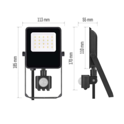 LED reflektor VISIO s pohybovým čidlem, 10 W, černý, neutrální bílá