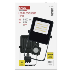 LED reflektor VISIO s pohybovým čidlem, 20 W, černý, neutrální bílá