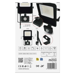 LED reflektor VISIO s pohybovým čidlem, 30 W, černý, neutrální bílá