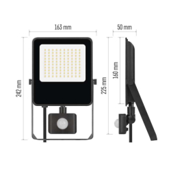 LED reflektor VISIO s pohybovým čidlem, 50 W, černý, neutrální bílá