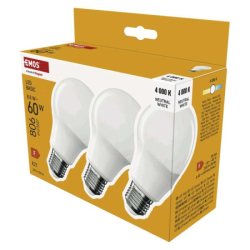 LED žárovka Basic A60 / E27 / 8,8 W (60 W) / 806 lm / neutrální bílá, 3 ks