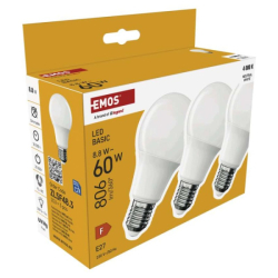 LED žárovka Basic A60 / E27 / 8,8 W (60 W) / 806 lm / neutrální bílá, 3 ks