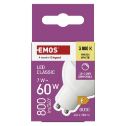 LED žárovka Classic MR16 / GU10 / 7 W (60 W) / 800 lm / teplá bílá / stmívatelná