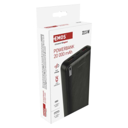 Powerbanka EMOS AlphaQ3, 20 000 mAh, 22,5 W, černá