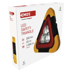 LED varovný trojúhelník, nabíjecí, COB LED + červená LED