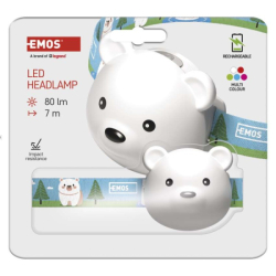 LED nabíjecí čelovka medvěd P3543, 80 lm, 7 m, Li-Pol 500 mAh