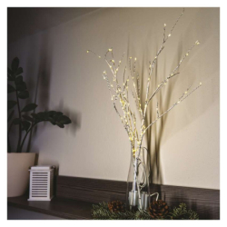LED dekorace – 2x březová větvička, 60 cm, 3x AA, venkovní i vnitřní, teplá bílá, časovač
