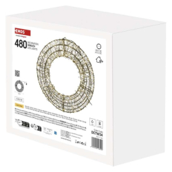LED vánoční věnec – 480 LED, venkovní i vnitřní, teplá bílá