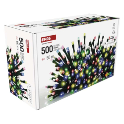 LED vánoční řetěz, 50 m, venkovní i vnitřní, multicolor, programy, časovač