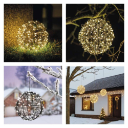 LED vánoční koule – 200 LED, venkovní i vnitřní, teplá bílá