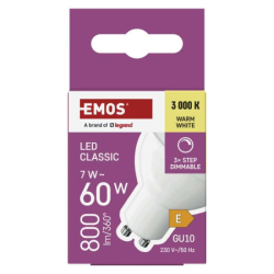 LED žárovka Classic MR16 / GU10 / 7 W (60 W) / 800 lm / teplá bílá / krokově stmívatelná