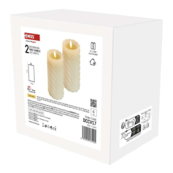 LED dekorace – vosková svíčka, 17 cm, 2x AAA, vnitřní, teplá bílá, 2 ks, časovač, 2 ks