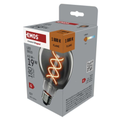 LED žárovka DECO SMOKED G95 / E27 / 4,5 W (19 W) / 180 lm / flame