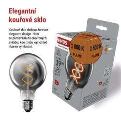 LED žárovka DECO SMOKED G95 / E27 / 4,5 W (19 W) / 180 lm / flame
