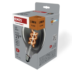 LED žárovka DECO SMOKED G125 / E27 / 4,5 W (19 W) / 180 lm / flame