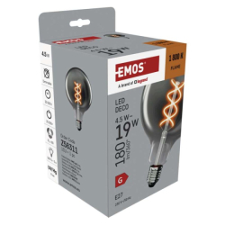 LED žárovka DECO SMOKED G125 / E27 / 4,5 W (19 W) / 180 lm / flame