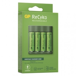 Nabíječka baterií GP Everyday B421 + 4× AA ReCyko 2700 + USB
