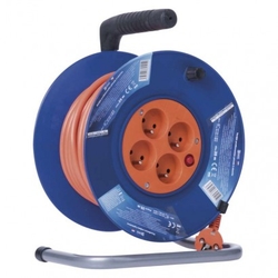 Prodlužovací kabel na bubnu 25 m / 4 zásuvky / červený / PVC / 230 V / 1,5 mm2