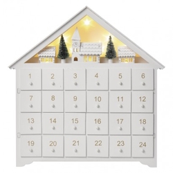 LED adventní kalendář, 35x30cm, 2x AA, vnitřní, teplá bílá
