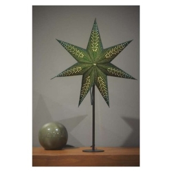 Vánoční hvězda papírová se stojánkem, zelená, 45 cm, vnitřní