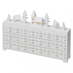 LED adventní kalendář dřevěný, 23x37 cm, 2x AA, vnitřní, teplá bílá, časovač