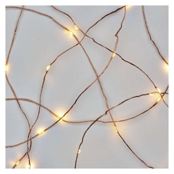 LED vánoční nano řetěz měděný, 0,9 m, 2x AA, vnitřní, teplá bílá, časovač