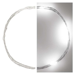 LED vánoční nano řetěz stříbrný, 0,9 m, 2x AA, vnitřní, studená bílá, časovač