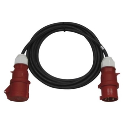 3 fázový venkovní prodlužovací kabel 20 m / 1 zásuvka / černý / guma / 400 V / 4 mm2
