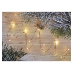 LED vánoční nano řetěz měděný, 0,9 m, 2x AA, vnitřní, teplá bílá, časovač