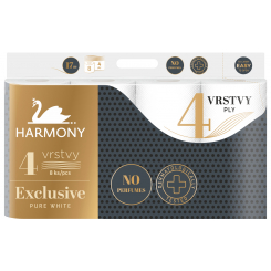 Harmony Exclusive Pure White 4vrstvý toaletní papír, role 17m, 8 rolí